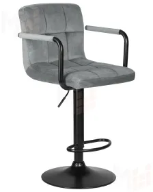 Стул барный DOBRIN KRUGER ARM BLACK (серый велюр (MJ9-75))