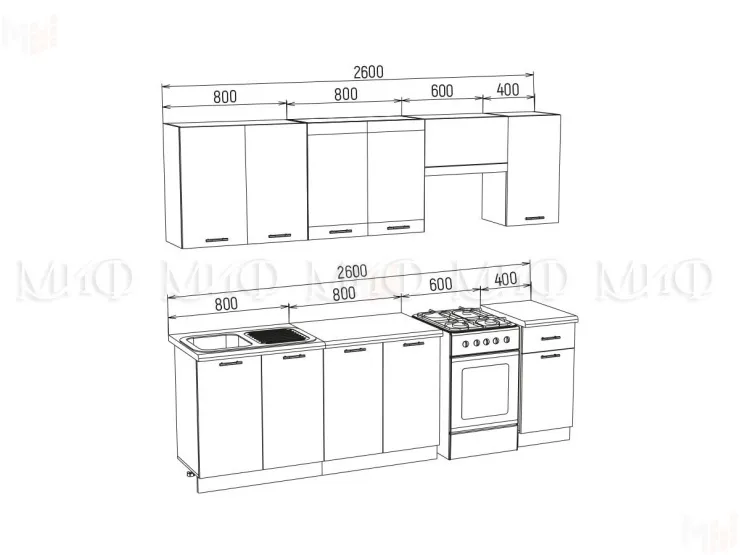 Кухня Техно New 2,6 комп. №3 Пудра софт/Ультрамарин софт