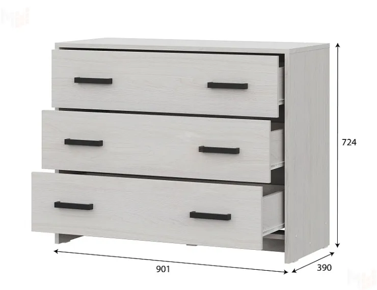  Комод 3 ящика  МСП 1 Серия 2 Ясень Анкор Светлый