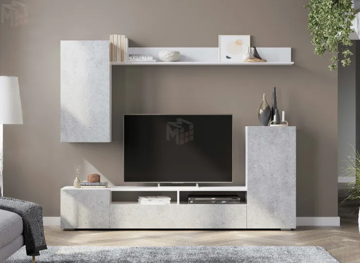 Гостиная МГС 4 Белый/Цемент светлый