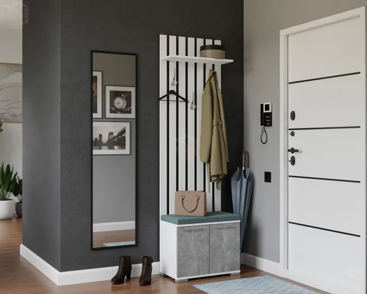 Вешалка Калифорния (Белый / Ателье Светлый)