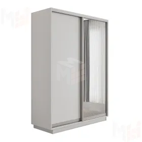 Шкаф-купе Оптим 2-х дверный 1 секция (ЛДСП, Зеркало) 160 см 1 штанга, 7 полок, 2 ящика