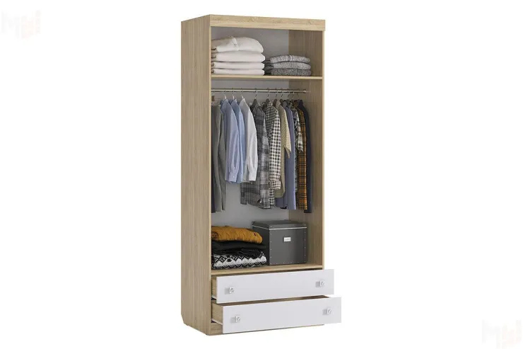 Шкаф комбинированный (с ящ. 2-створчатый) Форсаж дуб сонома/белый