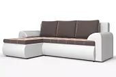Угловой диван Ванкувер (левый)  Белый, Коричневый