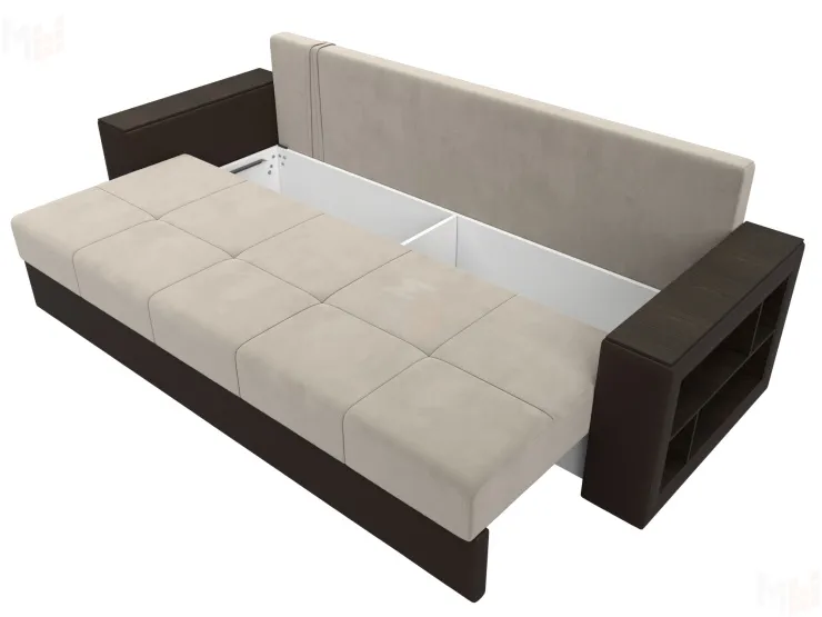 Диван прямой Дубай Лайт полки справа ( Бежевый\Коричневый )