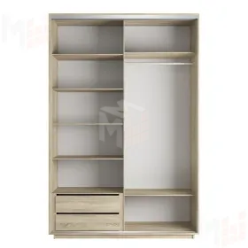 Шкаф-купе Оптим 2-х дверный 1 секция (ЛДСП, Зеркало) 160 см 1 штанга, 7 полок, 2 ящика