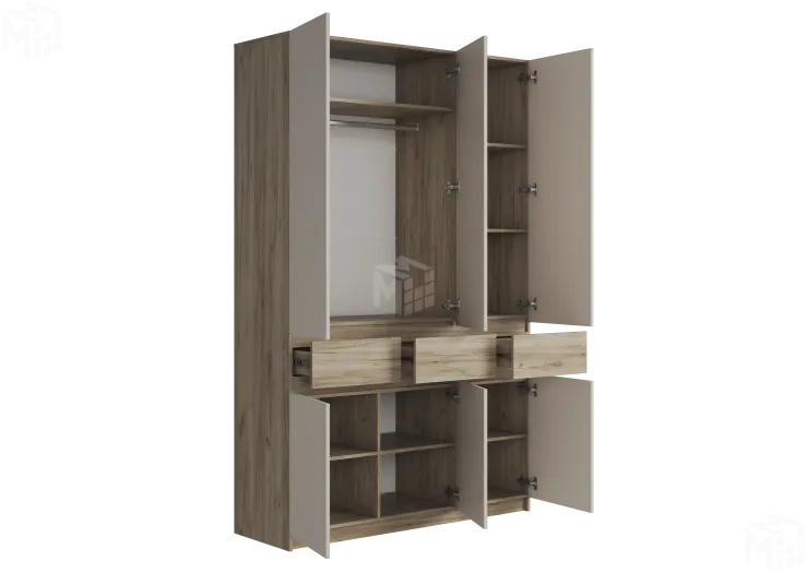 Шкаф Бостон ШК-002 (дуб крафт серый/кашемир)