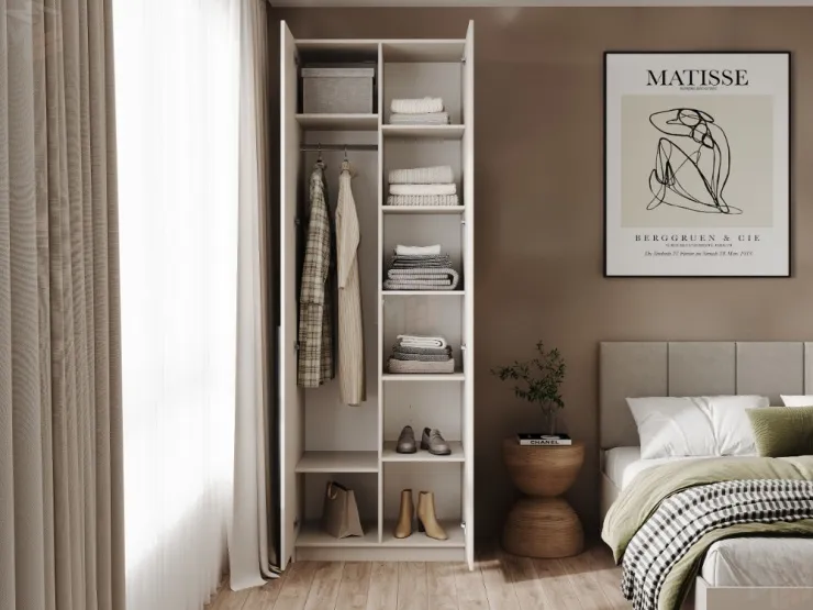 Шкаф Невил ШК-002 двухстворчатый фасады МДФ с фрезеровкой, Кашемир 5981 BS