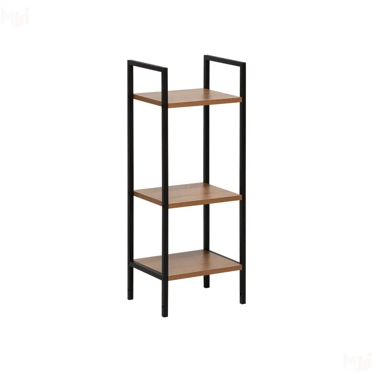 Стеллаж Leset Стилвуд 13 узкий, 3 полки (Чёрный/Орех лион светлый)