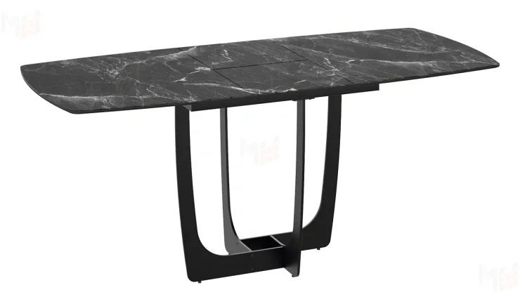 Стол обеденный Орфей Черный муар, Стекло глянцевое черный мрамор