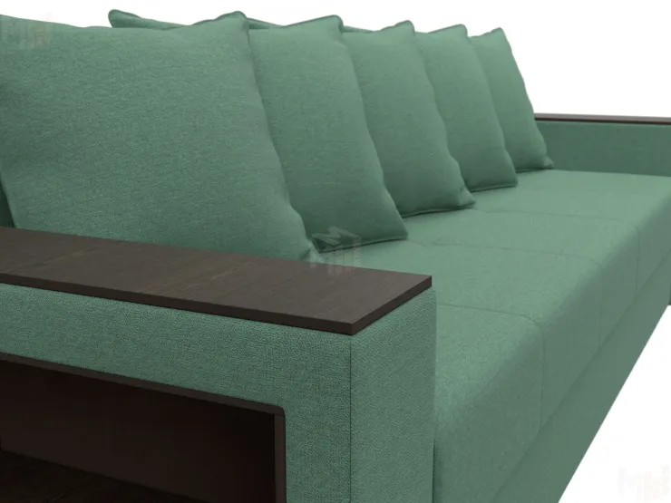 Диван прямой Дубай Лайт полки слева ( Зеленый )