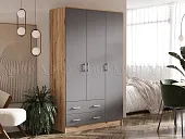 Шкаф 3-х створчатый Миф (дуб крафт/графит)