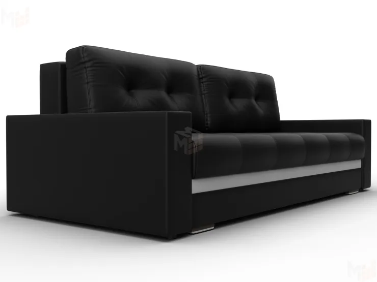 Диван прямой с декором Лига-096 НПБ ( Черный;Белый )