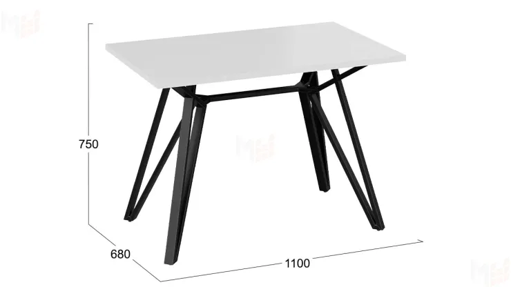 Стол обеденный Ройс Тип 1 Черный муар/Белый