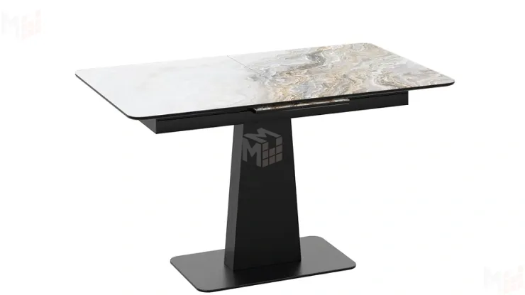 Стол обеденный Бридж Черный муар, Стекло глянцевое оникс