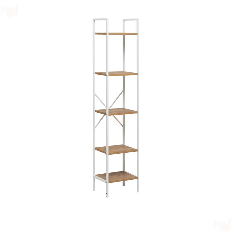 Стеллаж Leset Стилвуд 15 узкий, 5 полок (Белый/Дуб крафт золотой)