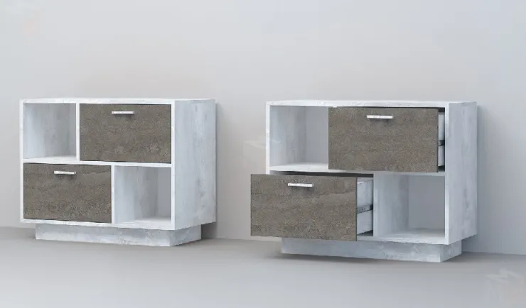 Тумба Т-1 ПД  Эго  Бетон Светлый/Камень Темный