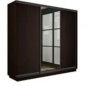 Шкаф-купе Экспресс трио 1 зеркало 1800 (венге) профиль чёрный