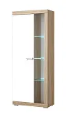 Шкаф-витрина ШВС-800 СОНАТА Дуб Сонома-Белый глянец