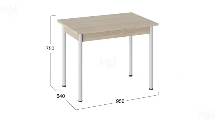 Стол Родос Тип 1 с опорой d40 Белый муар, Дуб Сонома