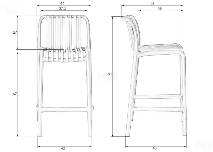 Стул полубарный DOBRIN CHLOE (темно-серый)