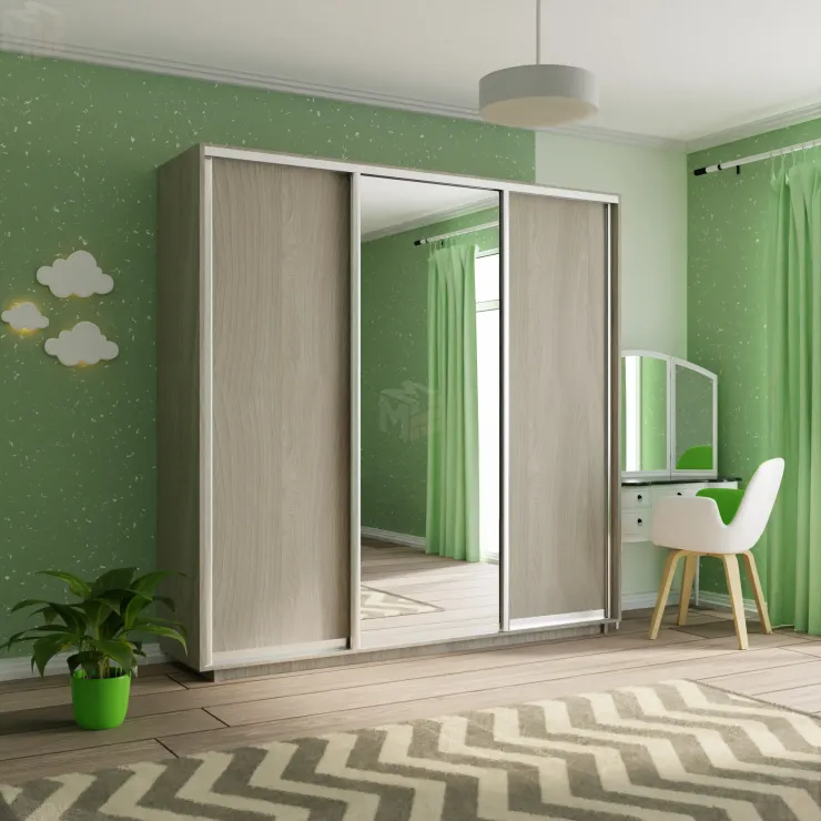 Шкаф-купе Экспресс трио 1 зеркало 2100 (ясень шимо)