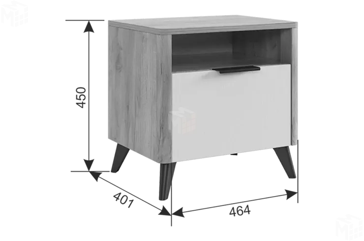 Тумба Адам  прикроватная дуб крафт золотой/белое дерево