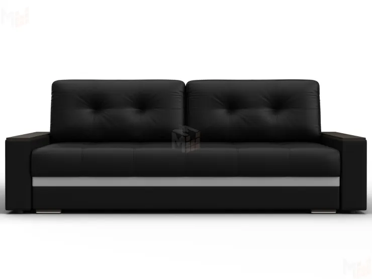 Диван прямой с декором Лига-096 НПБ ( Черный\Белый )