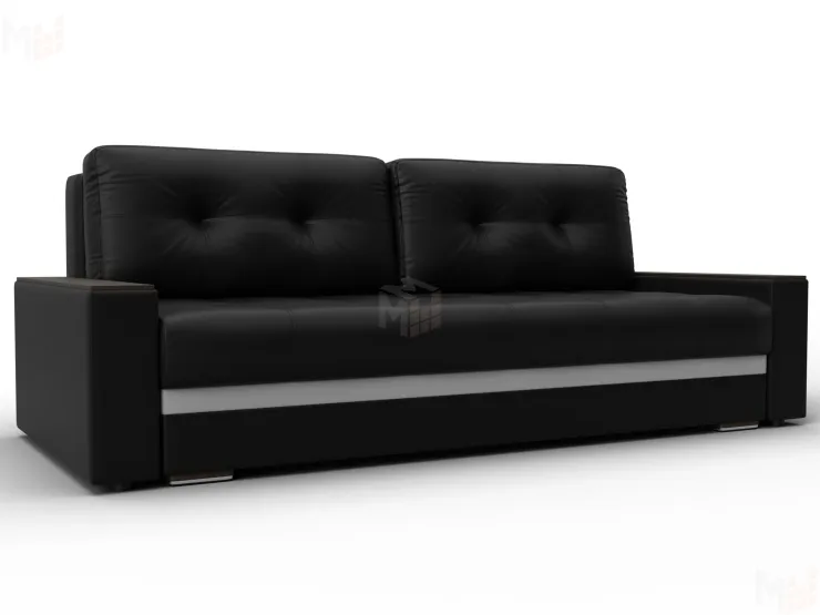 Диван прямой с декором Лига-096 НПБ ( Черный;Белый )