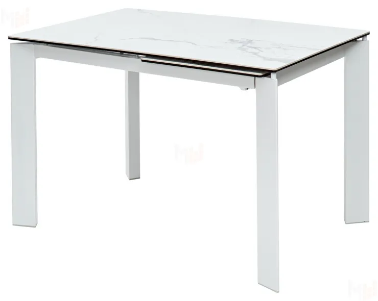 Стол CORNER 120 HIGH GLOSS STATUARIO керамика/белый каркас