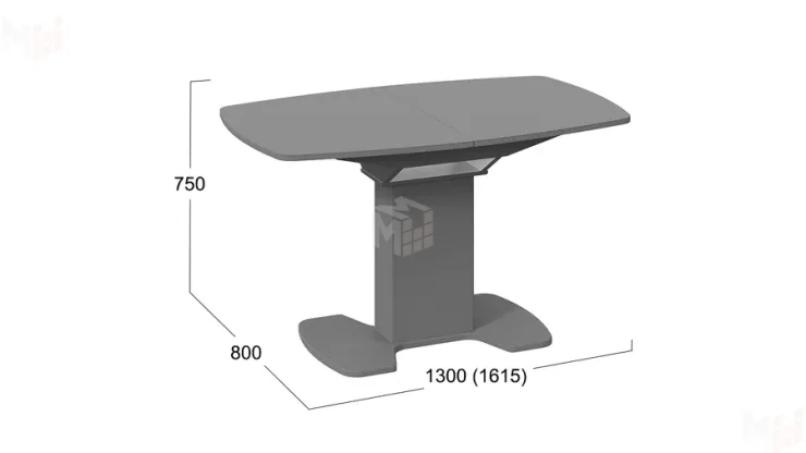 Стол обеденный Портофино - СМ(ТД)-105.02.11(1) Серое, Стекло серое матовое LUX