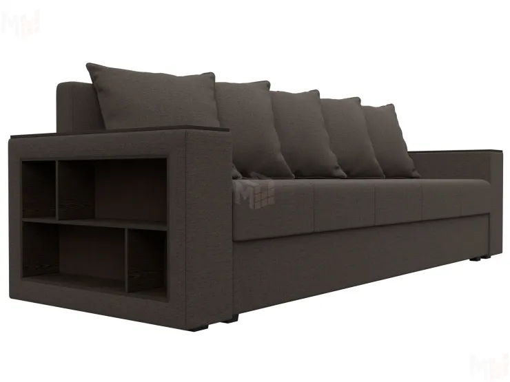 Диван прямой Дубай Лайт полки слева ( Коричневый )