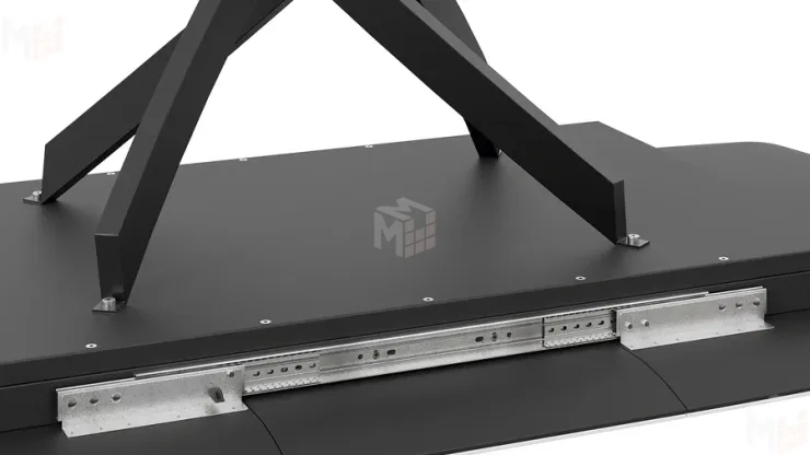 Стол обеденный раздвижной Манхеттен Т1 Черный муар, Стекло матовое белый мрамор