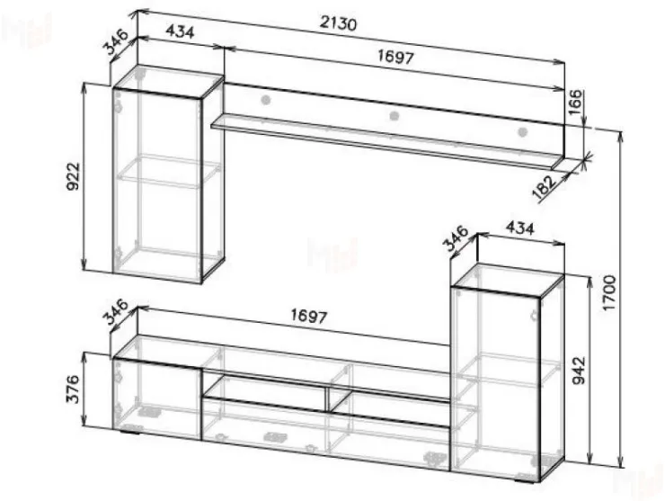 Гостиная МГС 4 Белый/Цемент светлый
