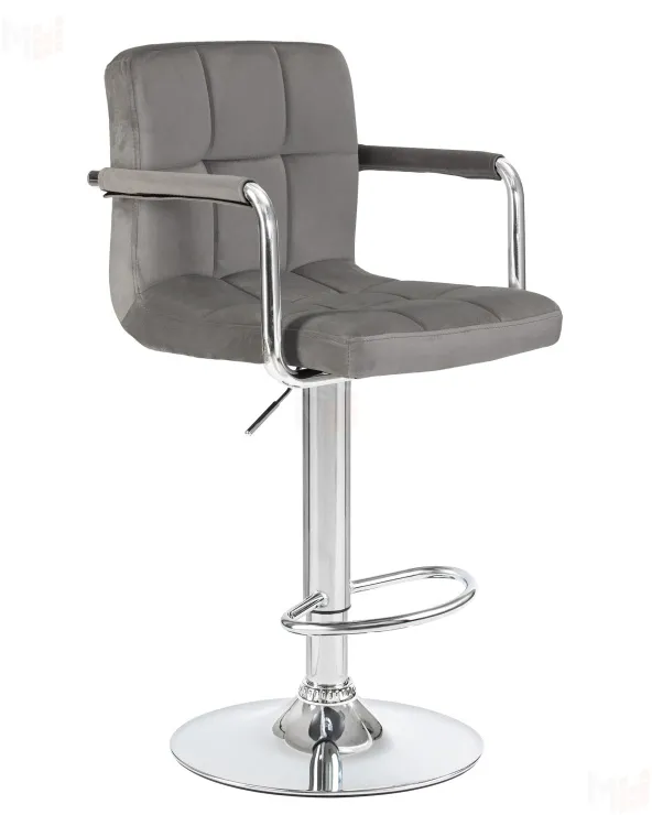 Стул барный DOBRIN KRUGER ARM (серый велюр (MJ9-75))