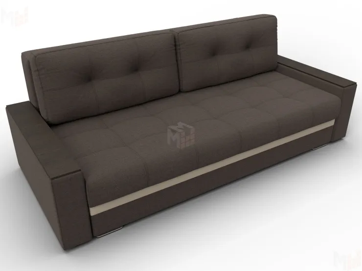 Диван прямой с декором Лига-096 НПБ ( Амур 05 коричневый/бежевый )