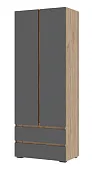 Шкаф 2х створчатый Хелен ШК 01 дуб крафт золото - серый графит