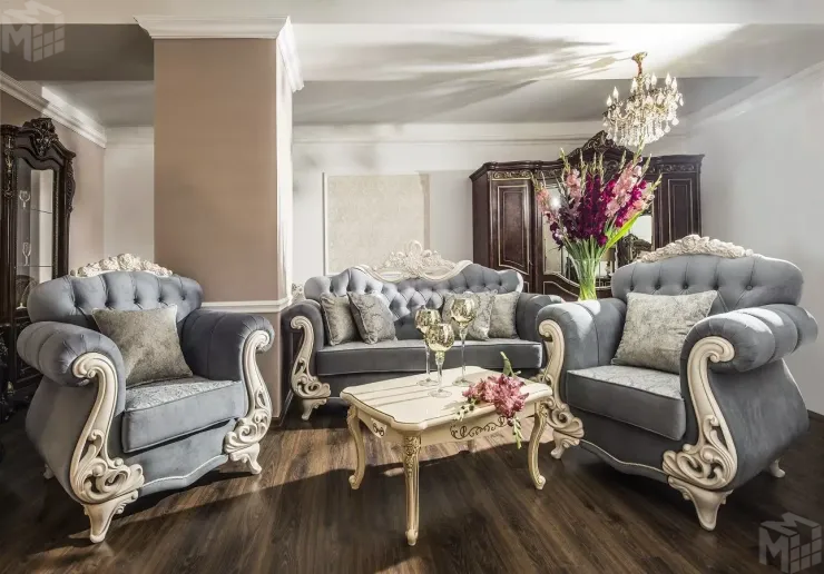 Диван Афина 3х местный крем серый