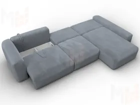 Диван угловой Лига-066 НПБ Лонг угол правый ( TOWER 10 серый )