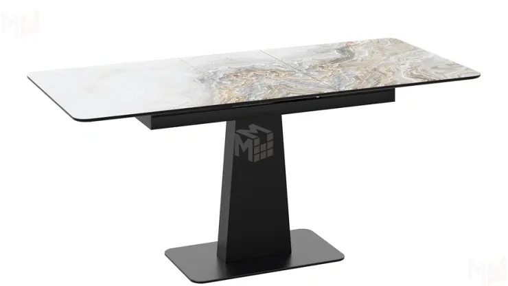 Стол обеденный Бридж Черный муар, Стекло глянцевое оникс