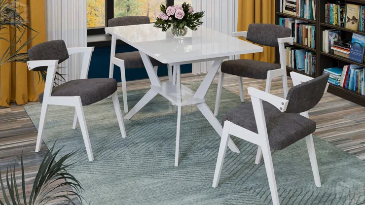 Стул Гонконг 2 - N-242 Белый матовый, тк. №209 Велюр Jercy stone