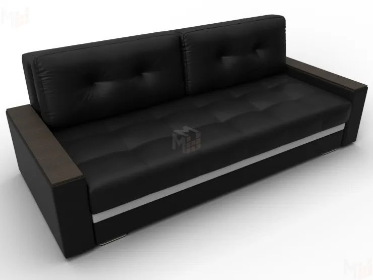 Диван прямой с декором Лига-096 НПБ ( Черный;Белый )