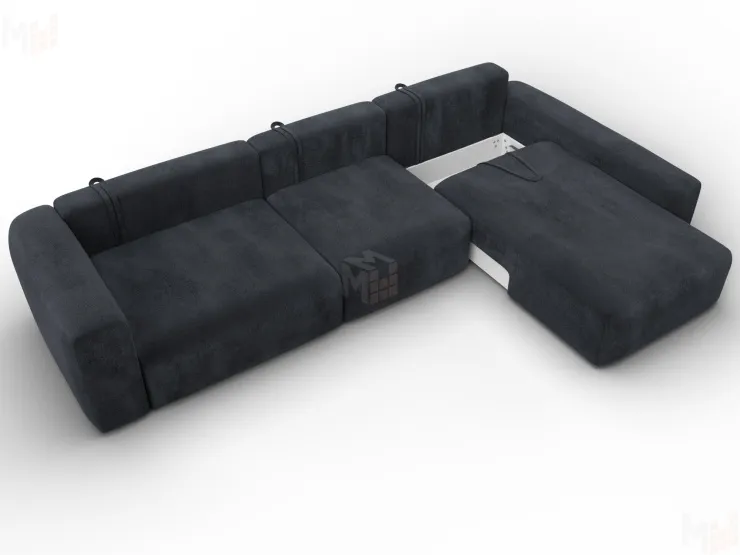 Диван угловой Лига-066 НПБ Лонг угол правый ( TOWER 11 темно-серый )