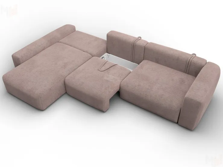 Диван угловой Лига-066 НПБ Лонг угол левый ( TOWER 05 бежевый )