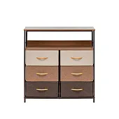 Комод Leset Локи 6 ящ. с полкой (Коричневый/Бежевый, светло-коричневый, темно-коричневый/Красный клён)