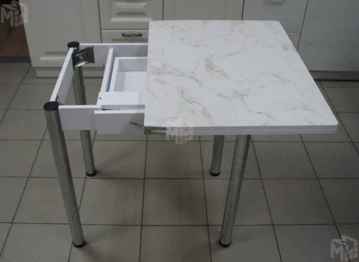 Стол Ломберный поворотно-раскладной с ящиком 780х580 (сабия) ножки хром