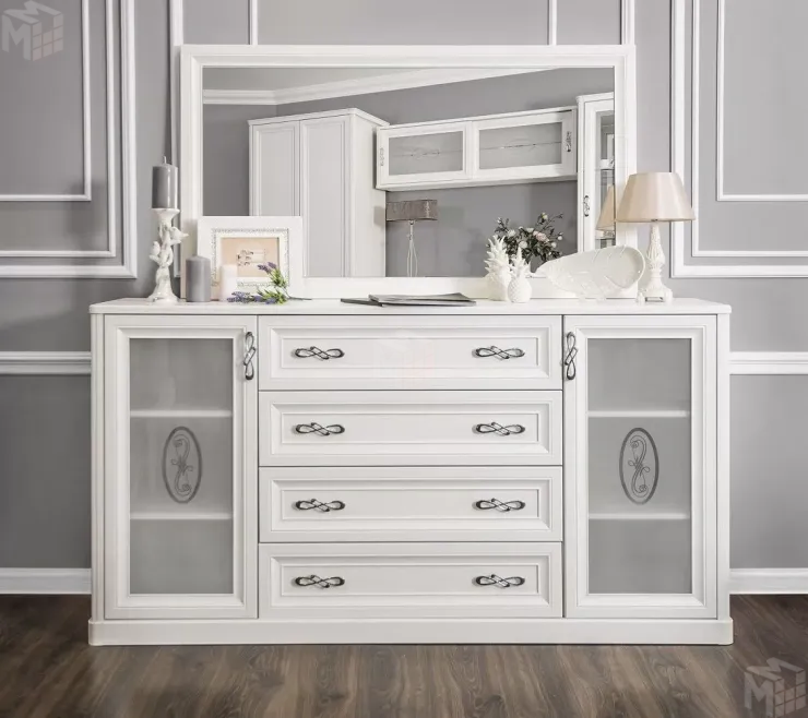 Зеркало Мишель белый матовый (гостиная)