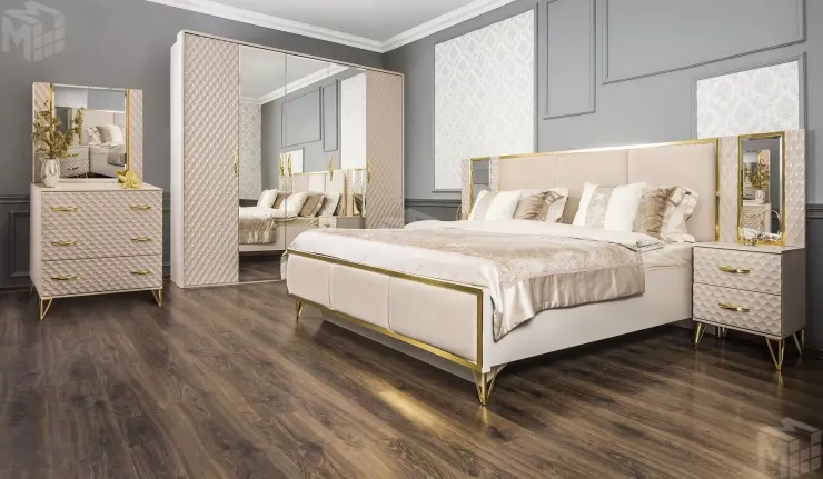 Шкаф Lara 5-дверный бежевый глянец