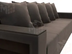 Диван прямой Дубай Лайт полки слева ( Коричневый )