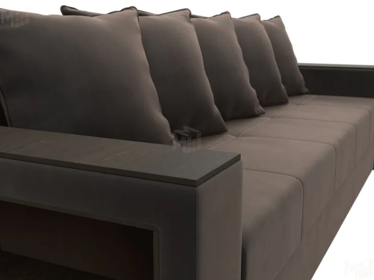Диван прямой Дубай Лайт полки слева ( Коричневый )
